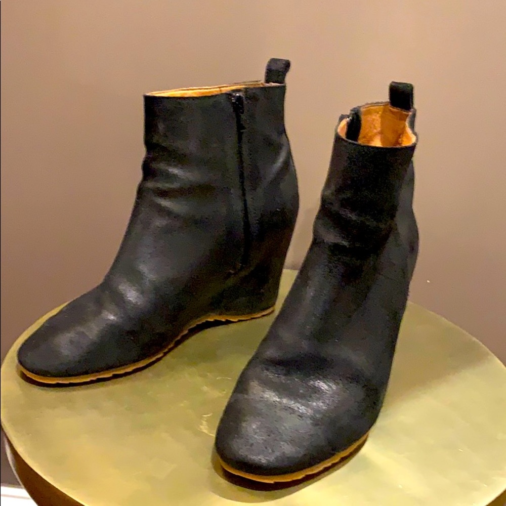 Margiela MM6 black nubuck hidden wedge bootie